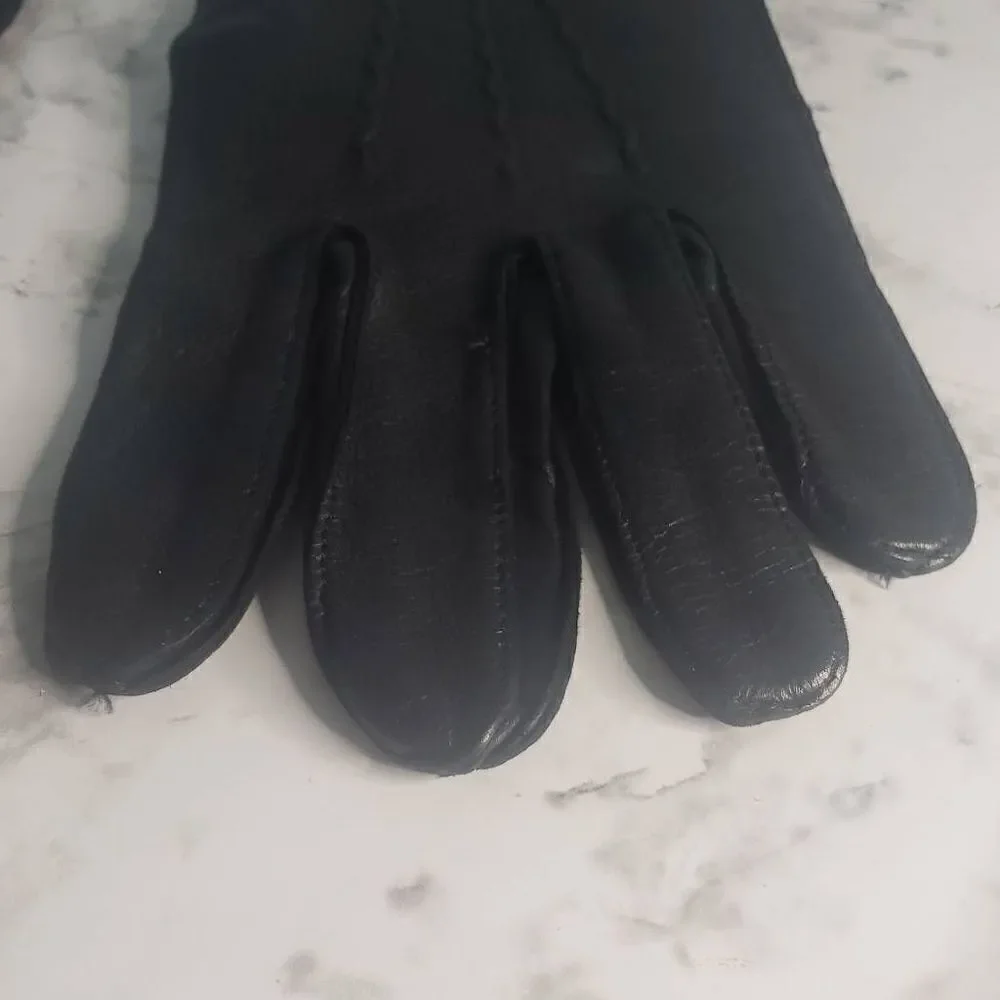 Vintage Native Deer Skin Black Leather Gloves‎